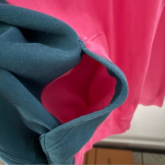 NIKE sz M DIY Fleece Hoodie Half Zip Pink Blue Half Long Sleeve - Picture 5 of 15